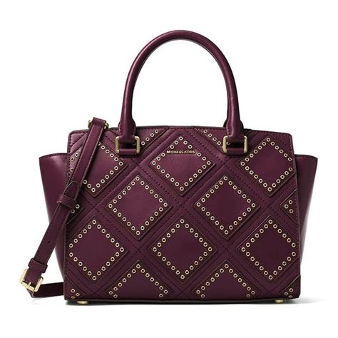 michael kors selma grommet womens leather satchel|MICHAEL KORS SELMA DIAMOND GROMMET MEDIUM .